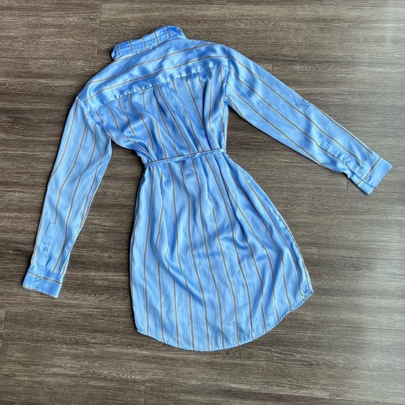 Express Striped Button Up Long Sleeve Satin Dress- XS - Picture 8 of 8